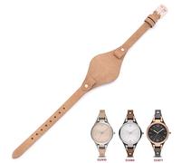 8mm Spring Bar Genuine Leather Watch Strap Replacement for Fossil ES3148 ES4119 ES4176 ES3262 ES3077 (beige)
