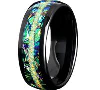 8mm Stainless Steel Black Green Candy Fire Color Wedding Band Cocktail Party Biker Ring, Metal, No Gemstone