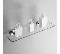 8mm Tempered Glass Bathroom Shelf Wall-Mounted Polished Brass Shower Shelf Stylish andGlass Storage Solution for Modern Bathrooms