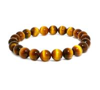 8MM Tiger Eye Bracelet Men | Natural Golden Yellow Cats Eye | Handmade Stretch Jewelry for About 7 inch Wrist Size | Bring Luck Fortune Courage Confidence