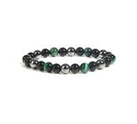 8mm Tiger Eye Stone Black Obsidian Hematite Bracelet Relax Anxiety Beaded Triple Protection Jewelry Bead Stone Chakra Gemstones Bracelets for Women, One Size, Stone, no gemstone