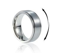 8mm Titanium Anxiety Fidget Rings Spinner Tungsten Ring for Men Teens, Basic Plain Wedding Rings Silver Matte Brushed Finish Comfort fit 9 to 13, Tungsten, No Gemstone,
