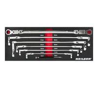 8mm to 19mm Double Jointed Flex Head Long Reach Ratchet Spanner Set Neilsen