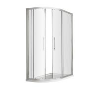 8mm Toughened Safety Glass Offset Shower Quadrant, Chrome - 1000 x 800mm