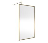 Balterley 8mm Wetroom Screen & Support Bar: 1100 mm, Brushed Brass in Metallics Balterley Metallics