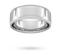 8mm Traditional Court Heavy Milgrain Edge Wedding Ring In 950 Palladium - Ring Size T