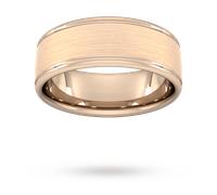 8mm Traditional Court Standard Matt Centre With Grooves Wedding Ring In 9 Carat Rose Gold - Ring Size R