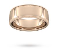 8mm Traditional Court Standard Milgrain Edge Wedding Ring In 9 Carat Rose Gold - Ring Size R