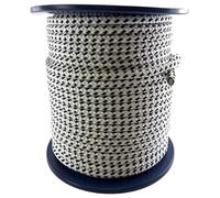 8mm White With Black Fleck Double Braid Polyester Rope x 100 Metre Reel Quality Docklines Marine