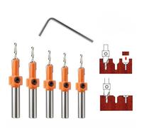 8mm Wood Countersink Drill Bit Set, 5Pcs HSS Conical Reamer for Self Tapping Screws, Concealed Step Drilling Tool for Furniture Assembly