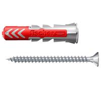 Fischer DuoPower 8 x 40 S, Powerful Universal Plug with Safety Screw, Intelligent 2-Component Technology for fastenings in Concrete, Bricks, Stone, Gypsum plasterboard, etc., 50 Plugs & 50 Screws
