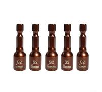 8mm x 45mm Hex Socket Wrench Adapter with /4" Shank, Magnetic Hexagonal Nut Driver for Pneumatic & Electric Screwdrivers, Deep Red Metal(5pcs)
