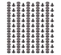 8mm Zinc Alloy Flat Head Stud Screw Rivets, 50 Sets, Premium for Bags and Shoes Accessories (Silver Black)