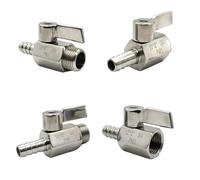 8mm10mm 12mm Hose Barb OD to 1/8" 1/4" 3/8" 1/2" BSP Thread 304 Stainless Steel Mini Ball Valve Shutoff Valve with Handle(Female 10mm OD 1/2")