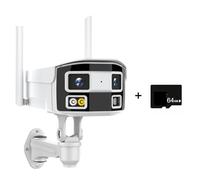 8MP 180° Dual Lens IP Camera 2K 4MP POE Panoramic Security Camera 4K Human Detection Bullet Camera Outdoor Surveillance NVR(8MP WIFI With 64G)