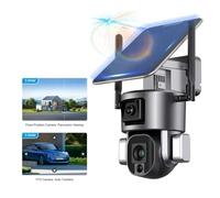 8MP 4K HD Solar Camera Outdoor Wireless 4G Binocular Solar PTZ Camera AI Dual-lens IP66 Waterproof 10x Zoom(8MP 4G 4X None Card)