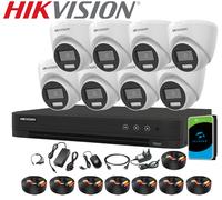 8MP 4K Hikvision-Compatible CCTV Kit PoC ColorVu Smart Light AcuSense DVR IP67