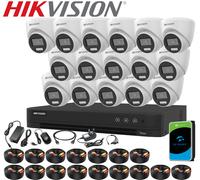 8MP 4K Hikvision-Compatible CCTV Kit PoC ColorVu Smart Light AcuSense DVR IP67