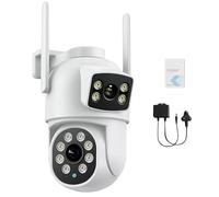 8MP 4K Ultra HD Dual Lens PTZ WiFi Security Camera, Outdoor CCTV with 360° Auto Tracking, IP66 Colour Night Vision, 5X Zoom, 2-Way Talk, Smart Home Surveillance