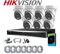 8MP HIKVISION 4K COLORVU 2-Way AUDIO CCTV Smart Light POE IP CAMERA SYSTEM Kit