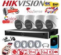 8MP HIKVISION COLORVU AUDIO CCTV SYSTEM IP POE CAMERA MIC 4K NVR 2TB HARD DRIVE