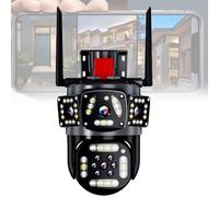 8MP Outdoor Three Lens Camera, Auto Tracking 360 View Indoor Security Camera, Waterproof WiFi HD Camera, Support Cloud Storage&Two-way Voice Intercom&One Machine with Three Screens, for Home Security