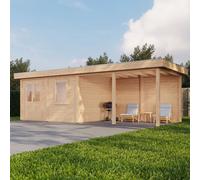 8mx3m Lugarde Exeter Summerhouse with Side Canopy - 44mm Wall Thickness - Left Hand Side Canopy