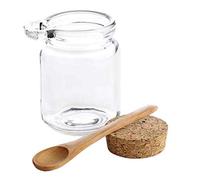 8oz 250ML Reusable Thick Clear Glass Storage Jar with Cork Stopper and Wooden Spoon for Keeps Food Dry Fresh for Home Kitchen Bathroom Cosmetics Gifts Travel