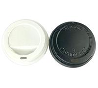 8oz (80mm) SIP Through PET Plastic Coffee Cup Lids for Paper Coffee Cups - Black or White Available! (Black, 100)