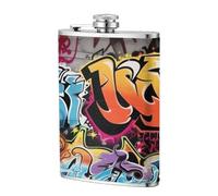 8oz Hip Flask for Men Women Graffiti Hip Hop Flagon Stainless Steel Pocket Drinking Flask Personalized Whiskey Flask Portable Wine Pot Liquor Flask for Travel Tour Drinkware Wine Cup