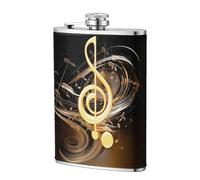 8oz Hip Flask for Men Women Music Note Flagon Stainless Steel Pocket Drinking Flask Personalized Whiskey Flask Portable Wine Pot Liquor Flask for Travel Tour Drinkware Wine Cup