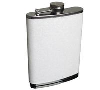 8oz Hip Flask - Plain Glitter Finish - Stainless Steel Whisky Flask - Leakproof Portable Liquor Bottle for Travel, Parties & Gifting (White Glitter)