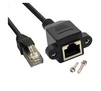8P8C FTP STP UTP RJ45 Cable Male To Female 100M/1000M Speed Cat5 Cat6e Screw Panel Mount Ethernet LAN Network Extension Cable (Size : 60cm, Color : Svart)