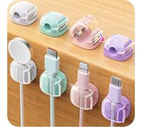 8Pack Cord Organizer, Chfeila Crystal Multicolor Dual Spring Cable Management Clips with Clasp Lock, Adhesive Wire Holder for Nightstand, Home Office Desk Accessories Decor Essentials for Girls Women