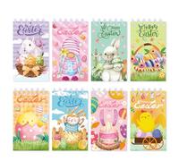 8Pack Easter Notepads, Lovely Bunny Chick Gnome Easter Egg Patterns Pocket Notebook Top Spiral Bound, 2.4x4Inch/6x10cm Mini Spiral Journal Memo Pads for Happy Easter Day Party Spring Classroom Gifts
