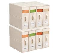 8Pack Linen Sheet Organizers for Linen Closet - King/Queen Size Bedding Storage Boxes with Clear Window | Foldable, Dustproof Sheet Storage Organizer for Blankets & Sheet Sets,Off-white