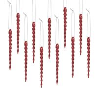 8Pack Plastic Icicle Twisted Plastic Glitter Icicle Christmas Ornaments Icicle Decoration Christmas Tree and Holiday Xmas Party Wedding Hanging Decor (Red)