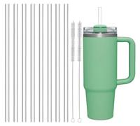 8Pack Replacement Straws for Stanley 40oz 30oz 20oz 14oz Tumbler, Reusable Clear Straws Compatible with Stanley Adventure Quencher Travel Mug Cup, with 2pcs Cleaning Brush