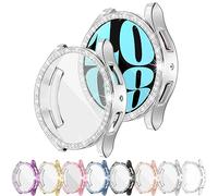 [8Pack] RICHONE Compatible with Samsung Galaxy Watch 6 40mm Screen Protector Case for Women Men, Bling Diamond Face Covers Flexible TPU Glitter Rhinestones Frame Bumper Accessories (SM-R930)