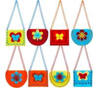 8Pack Sew Your Own Purses - Sewing Kit for Kids Ages 4-10Plus - Felt Crafts - Helps Develop Fine Motor Skills - Sewing Beginners Birthday Gifts DIY Kit with 8 Purses & Accessories