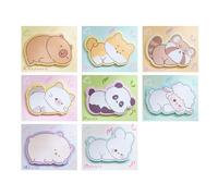 8Packs Cute Sticky Notes, Self-Stick Fun Animal Notes Kawaii Memo Pads Mini Animal Shaped Notepads, Flags Party Bag Fillers for Kids,Students 8 Styles
