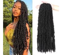 8Packs Pretwisted Passion Twist Hair Extensions - Prelooped Curly Crochet Hair for Black Women - Wate Wave Crochet Braids (22 Inch, 1B)…