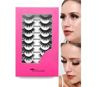 8Pair 3D False Eyelashes Fluffy Natural Look PACK Volume Fluffy Natural Faux Mink Lashes(DRAK PINK)