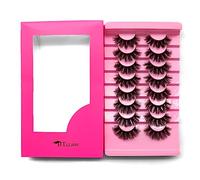 8Pair 3D False Eyelashes Fluffy Natural Look PACK Volume Fluffy Natural Faux Mink Lashes(DRAK PINK)