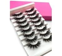 8Pair Cross Thick False Eyelashes Fluffy Natural Look Faux Mink Lashes Volume Eye Fake Eyelashes Lashes Extension with Pink Box