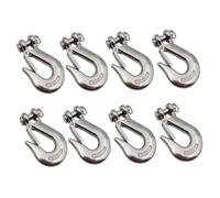 8PC 304 Steel Lifting Hooks with Safety Latch, Clevis Sling Hook, Fork Chain Hook, for Weight Lifting & Chain Wire Rope(3/8(load 2000lb))