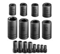 8PC 70500 Tap Socket Set Use with 1/4" & 3/8" Drive, Fit Fractional MCTI Standard Tap thru 1/2" & 1/8" NPT taps Metric Tap thru 12mm Manufactured to MCTI Standard