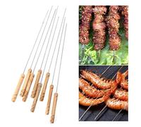 8PC BBQ Skewer Wooden Handle Barbecue Kebab Sticks Food Grill Cooking Tandoori