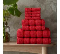 Gaveno Cavailia Luxurious 8 Pack Boston Towel Bale Set ( 4 Face, 2 hand and 2 Bath ), Cotton, Red