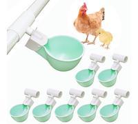 8PC Chicken Water Cups with PVC Tee Fittings for 1/2" Pipe, Automatic Chicken Watering System, Anti-Leak, Holds 50% More Water, Suitable for Chicks, Duck, Quail, Birds, Turkey
